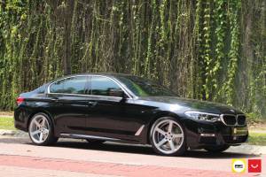 BMW 5 Series with Silver Metallic Vossen CV3-R Wheels